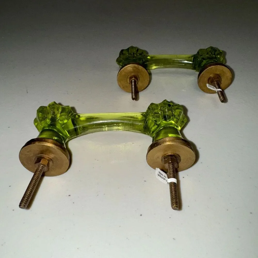 Anthropologie Green Glass Drawer Pull Antique Cabinet Dresser Melon Knob Handle